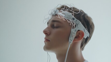 Teenager EEG brainwave test, lab, calm, research