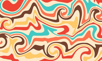 Obraz premium Vintage Groovy Swirls in Pastel and Bold Colors Background 