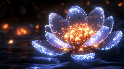 Stunning Glowing Lotus Flower Floating Gracefully on a Calm Water Surface