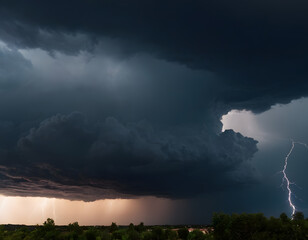 lightning in the storm, a dark sky with black clouds in the sky
