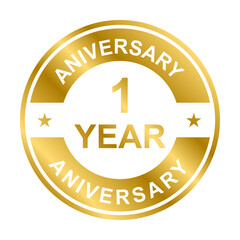 1 year anniversary gold icon vector for graphic design, logo, website, social media, mobile app, UI illustration