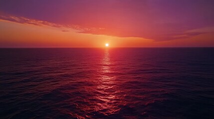 Vibrant Sunset Over Calm Ocean Waters