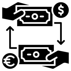 Money exchange icon glyph vector