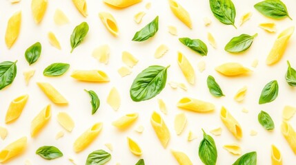 Penne Pasta Basil And Parmesan Cheese Arrangement