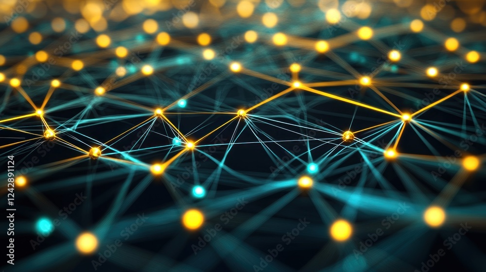 Aufkleber Abstract Network of Illuminated Nodes and Connections