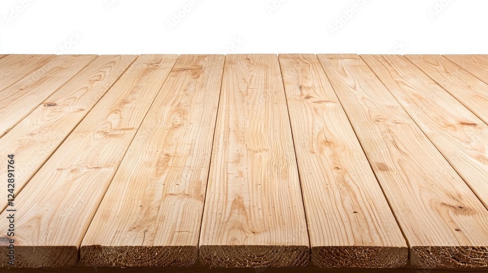 Wall mural Light wooden table top, isolated background, product display