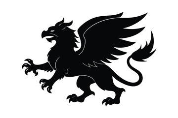 Bold Black Griffin Silhouette Illustration
