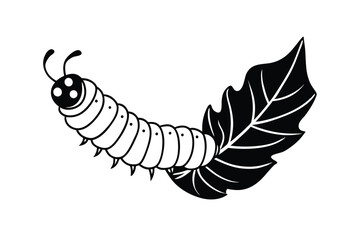 Caterpillar and Leaf Outline Vector Design for Print