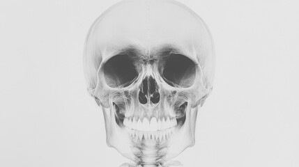 Human skull, anatomy study, white background, medical illustration