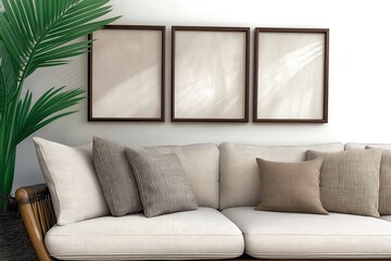 A Modern livingroom and a Frame of Wallart Mockups