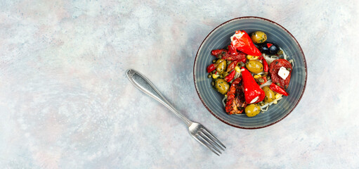 Salad of preserved soy sprouts and pickled vegetables.