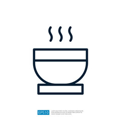 Stylized icon of a steaming bowl representing cooking and food preparation in a modern culinary context