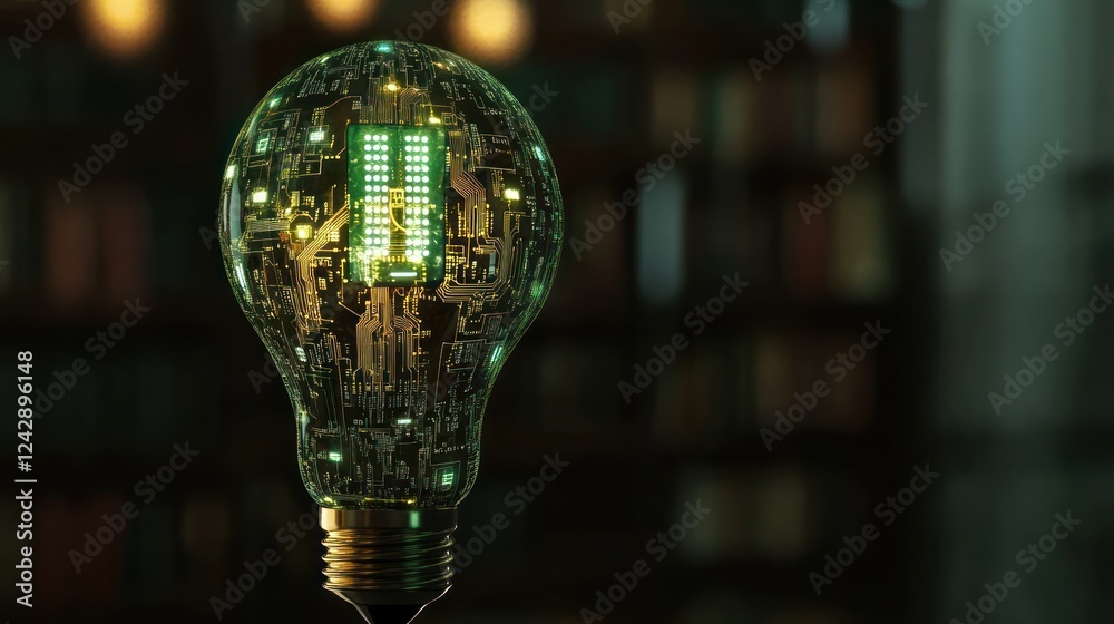 Poster A Transparent Lightbulb Containing Circuitry Representing Innovation