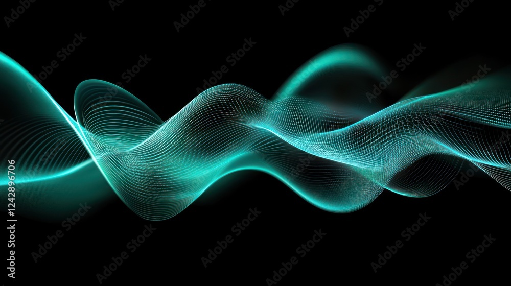 Poster abstract teal wave pattern digital art