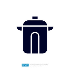 Stylized Cooking Pot Icon Representing Kitchenware for Food Preparation and Culinary Arts in Modern Cooking Settings