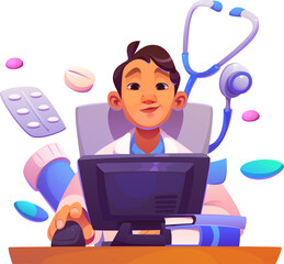 Doctor Working on Laptop