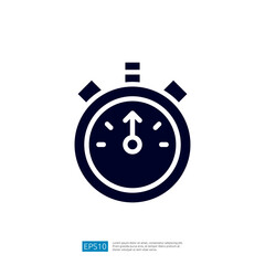 Simple Stopwatch Icon Symbol Representing Cooking Timer for Kitchen and Culinary Time Management in Food Preparation Activities