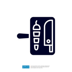 Fototapeta premium Kitchen Utensils Icon Featuring Chef Knife And Skewers On A Cutting Board For Cooking Preparation And Culinary Arts