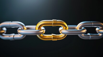 Obraz premium Broken Gold Link in Silver Chain