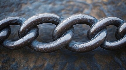 Metal Chain Link Close-Up on Textured Surface