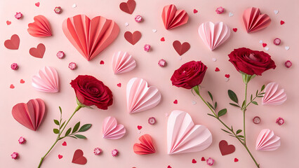 Valentine's Day: Paper Hearts and Roses