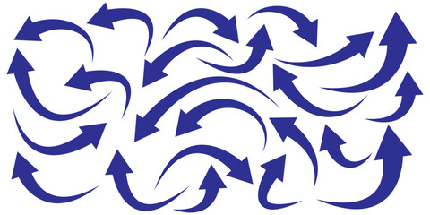 Set of curved arrows isolated on white background. Curved arrows, hand drawn curved arrows. Set long blue curve arrow icon vector . blue curve arrow icon set. long arrow icon set. curve arrow vector.