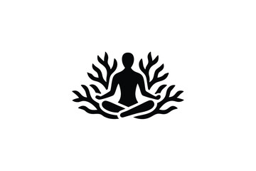 Minimalist Coral Meditating Figure Logo