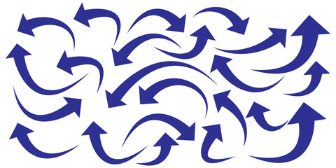 Set of curved arrows isolated on white background. Curved arrows, hand drawn curved arrows. Set long blue curve arrow icon vector . blue curve arrow icon set. long arrow icon set. curve arrow vector.