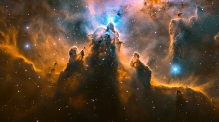 Obraz premium Cosmic Pillars Celestial Formation Gaseous Nebula Starry Sky