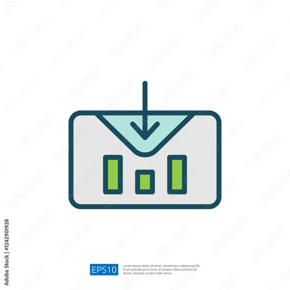 Poster modern data analytic icon representing data collection and analysis in technological and business en