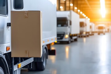Cardboard Box on Delivery Truck in Warehouse Logistics