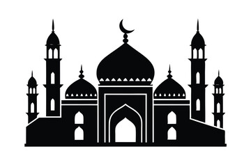 Beautiful Mosque Silhouette Illustration  Islamic Design