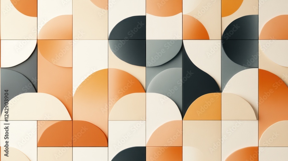 Poster abstract geometric pattern in warm tones and neutral colors