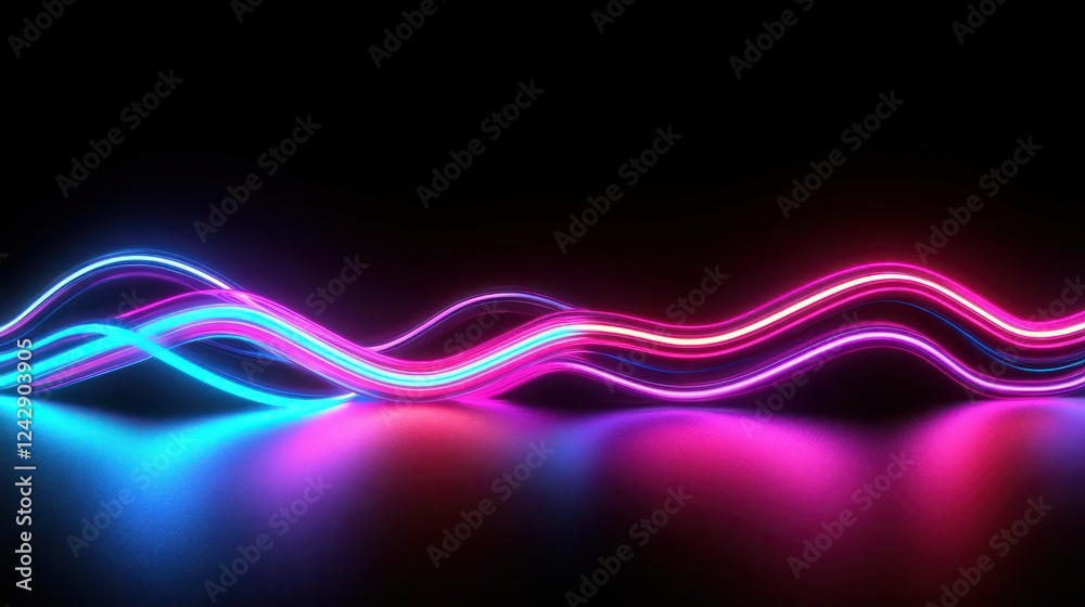 Poster Abstract Neon Wave Lines Flowing Dynamically