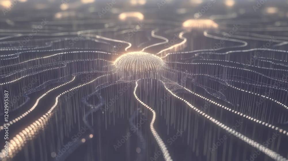 Aufkleber Abstract Glowing Sphere Network Data Visualization