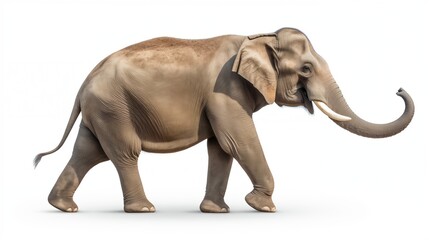 Obraz premium Side view of walking Asian Elephant isolated on white background
