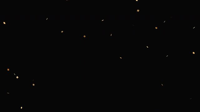 Motion graphics of gold confetti shooting out from the center.
