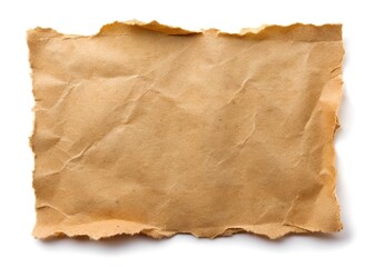 piece of brown paper on white background