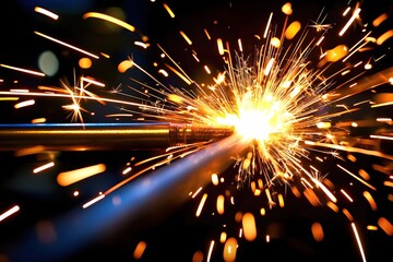 Bright Sparks Metal Welding Intense Energy Flashing Light