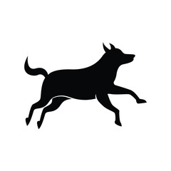 dog jumping silhouette vector logo design template