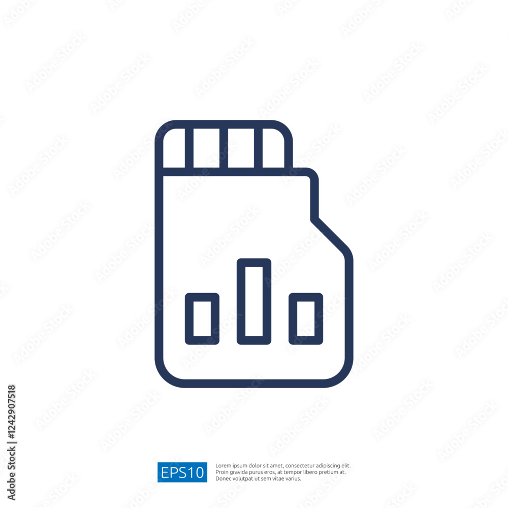 Poster digital memory card icon representing data storage solutions and technology illustration in modern c