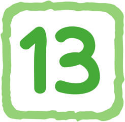 Square Shape Calendar Number 13
