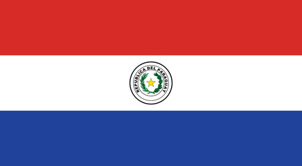 Obraz premium Paraguay flag official colors and proportion digital vector illustration.