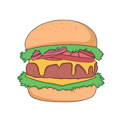 burger double cheese color vector