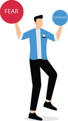 Courage and fear. Overcoming fear concept