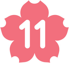 Fototapeta premium Flower shaped calendar number 11