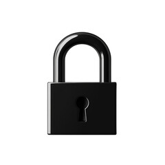 Naklejka premium The image shows a single closed black padlock on a black background symbolizing security and protection.