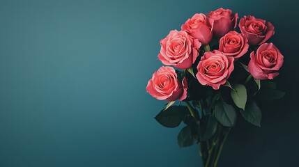 Valentine's day bouquet of pink roses closeup nature photography soft background artistic concept