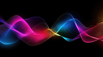 Abstract Colorful Waves Flowing Through Dark Space