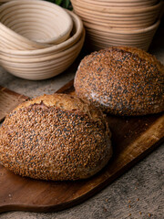 Multigrain multiseed Artisan Sourdough Bread with chia seed and flaxseed.